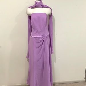 Bright Lavender Strapless Bridesmaid Dress W Shawl